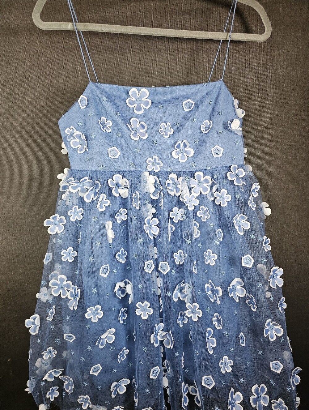 Trixxi Light Blue Floral Appliqué Mini Dress - Picture 2 of 5